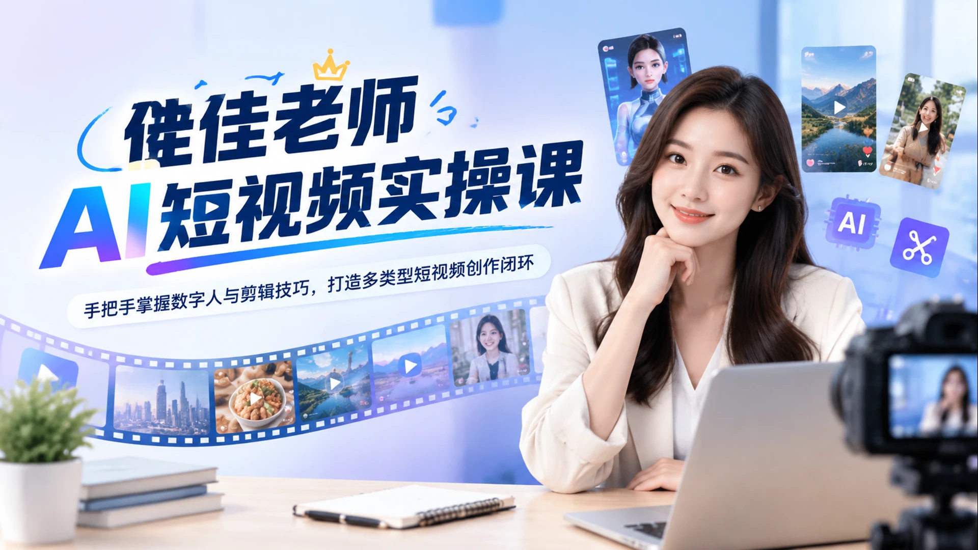 【精】佳佳老师AI短视频实操课,手把手掌握数字人与剪辑技巧,打造多类型短视频创作闭环 【精】佳佳老师AI短视频实操课,手把手掌握数字人与剪辑技巧,打造多类型短视频创作闭环