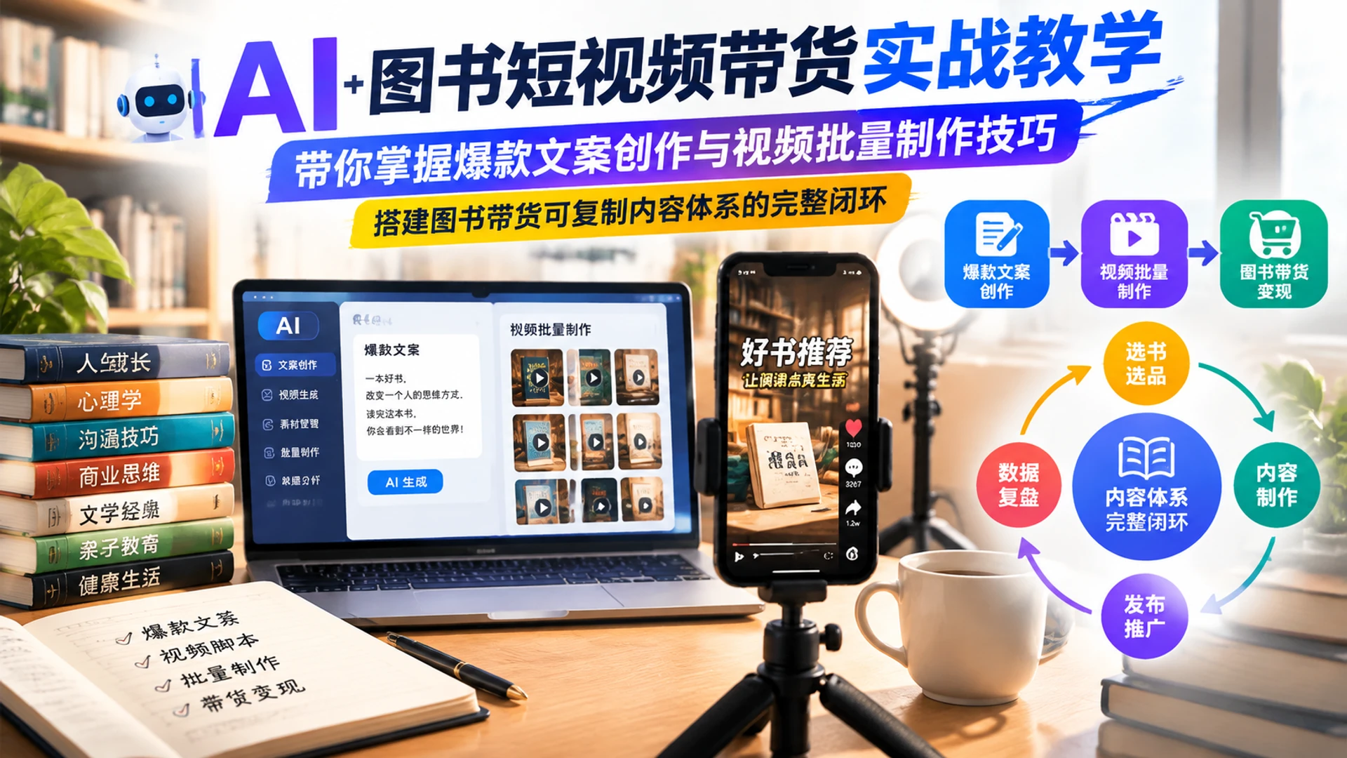【精】AI图书短视频带货实战教学,带你掌握爆款文案创作与视频批量制作技巧,搭建图书带货可复制内容体系的完整闭环 【精】AI图书短视频带货实战教学,带你掌握爆款文案创作与视频批量制作技巧,搭建图书带货可复制内容体系的完整闭环