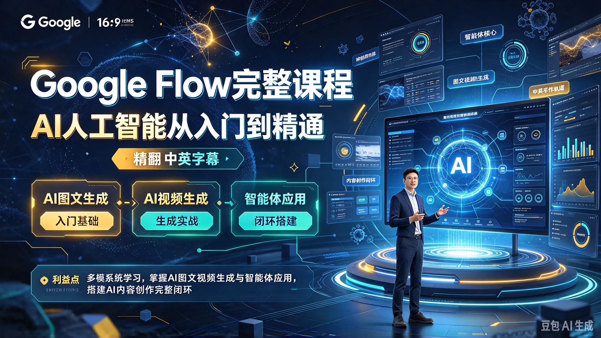 【精】Google Flow完整课程:AI人工智能从入门到精通(精翻中英字幕),多模块系统学习,掌握AI图文视频生成与智能体应用,搭建AI内容创作完整闭环 【精】Google Flow完整课程:AI人工智能从入门到精通(精翻中英字幕),多模块系统学习,掌握AI图文视频生成与智能体应用,搭建AI内容创作完整闭环