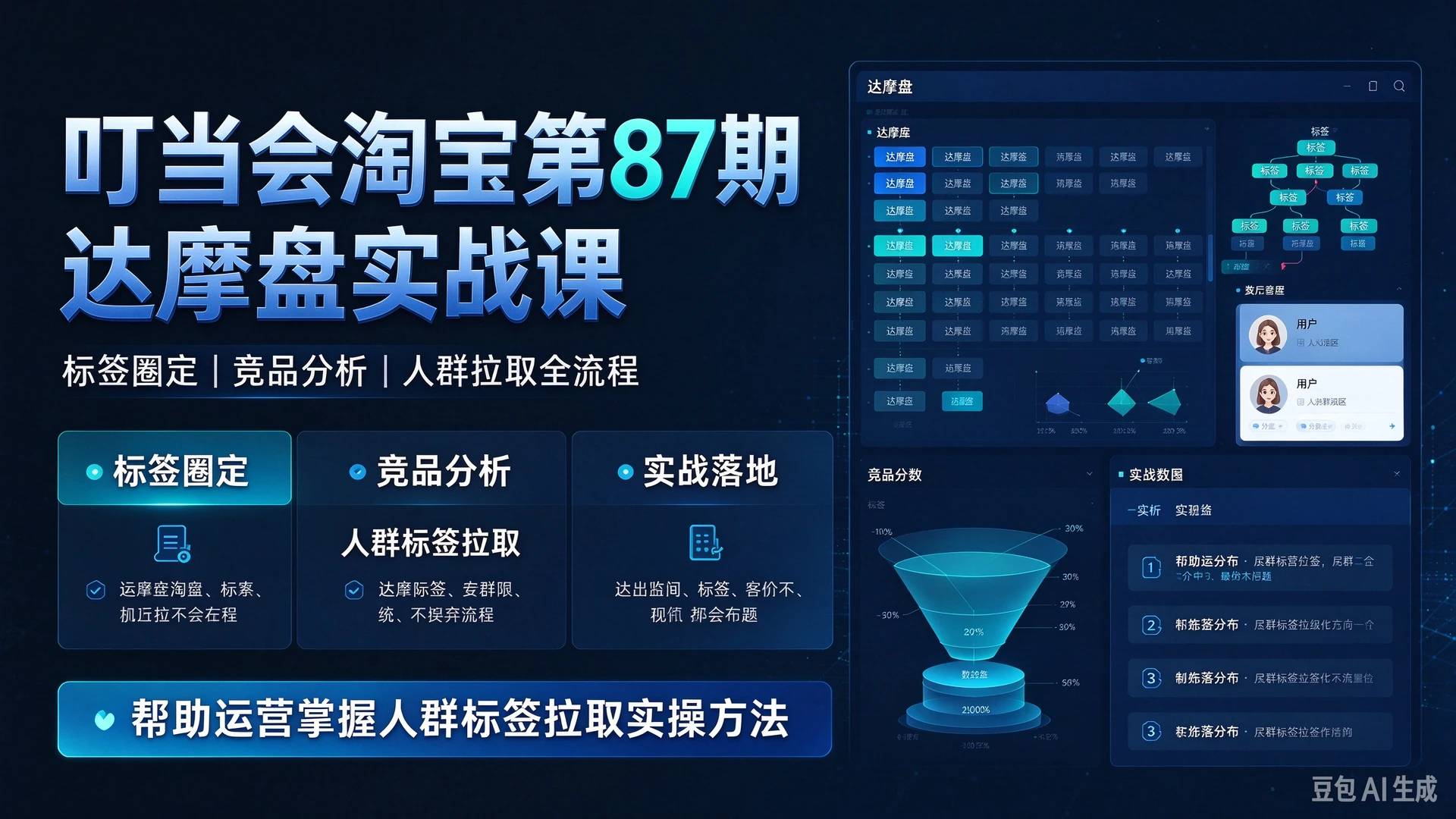 【精】叮当会淘宝第87期达摩盘侧重实战落地,讲解标签圈定与竞品分析,帮助运营掌握人群标签拉取实操方法