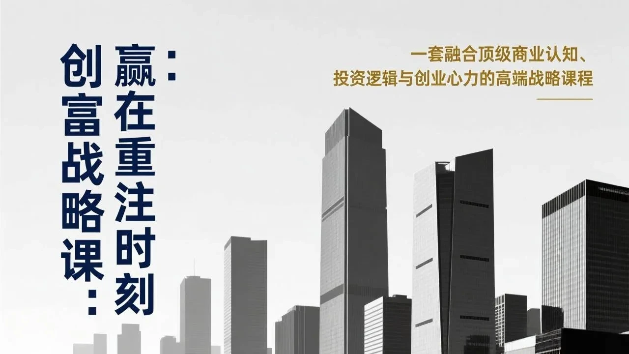【精】创富战略课线下录音：赢在重注时刻，一套融合顶级商业认知、投资逻辑与创业心力的高端战略课程