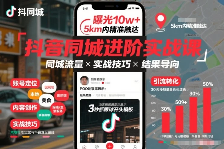 【精】抖音同城进阶实战课，助你同城流量拿到结果