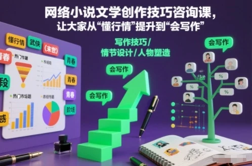 【精】网络小说文学创作技巧咨询课,让大家从“懂行情”提升到”会写作”的高度