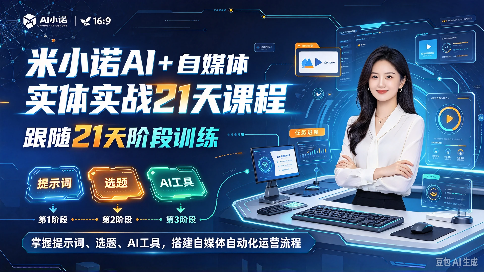 【精】米小诺AI + 自媒体实战21天课程,跟随21天阶段训练,掌握提示词、选题、AI工具,搭建自媒体自动化运营流程 【精】米小诺AI + 自媒体实战21天课程,跟随21天阶段训练,掌握提示词、选题、AI工具,搭建自媒体自动化运营流程
