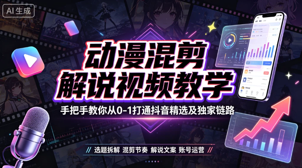 【精】抖音某大佬的动漫混剪解说视频教学,手把手教你从0-1打通抖音精选及独家链路 【精】抖音某大佬的动漫混剪解说视频教学,手把手教你从0-1打通抖音精选及独家链路