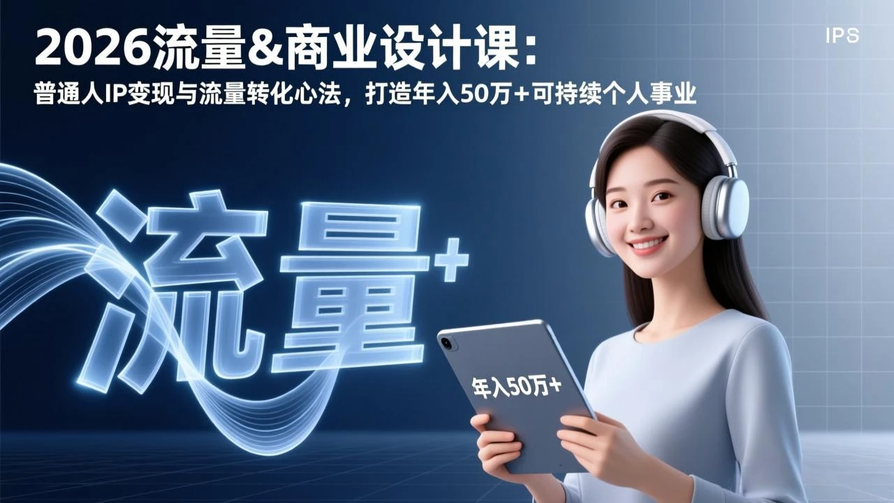 【精】2026流量&商业设计课:普通人IP变现与流量转化心法,打造年入50万+可持续个人事业
