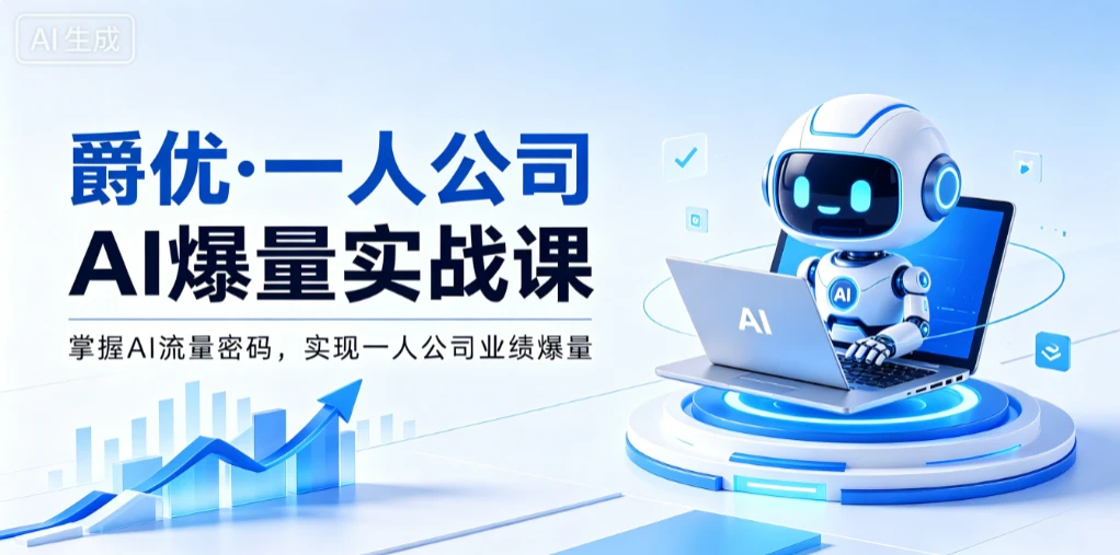 【精】爵优·一人公司AI爆量实战课：掌握AI流量密码，实现一人公司业绩爆量