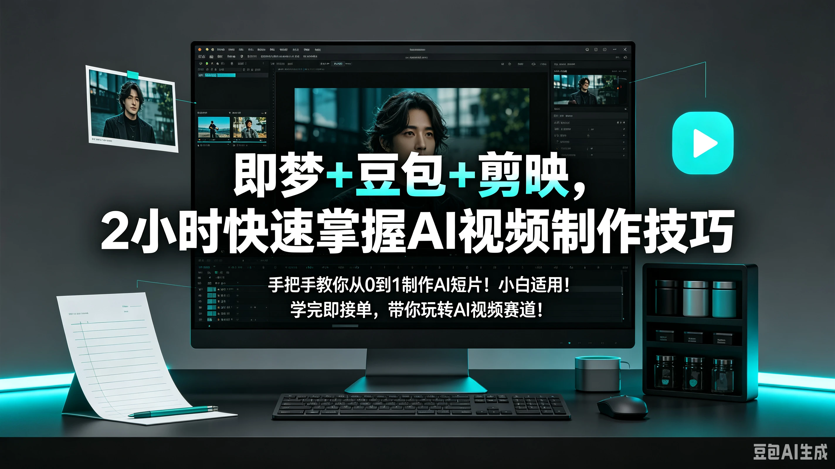 【精】即梦+豆包+剪映，2小时快速掌握AI视频制作技巧，手把手教你从0到1制作AI短片！小白适用！学完即接单，带你玩转AI视频赛道！