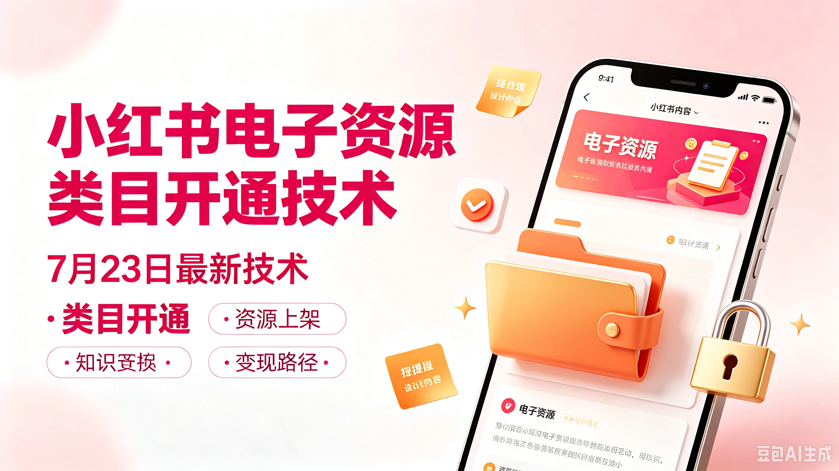 小红书电子资源类目开通技术，7月23日最新技术·类目开通·资源上架·知识换·变现路径