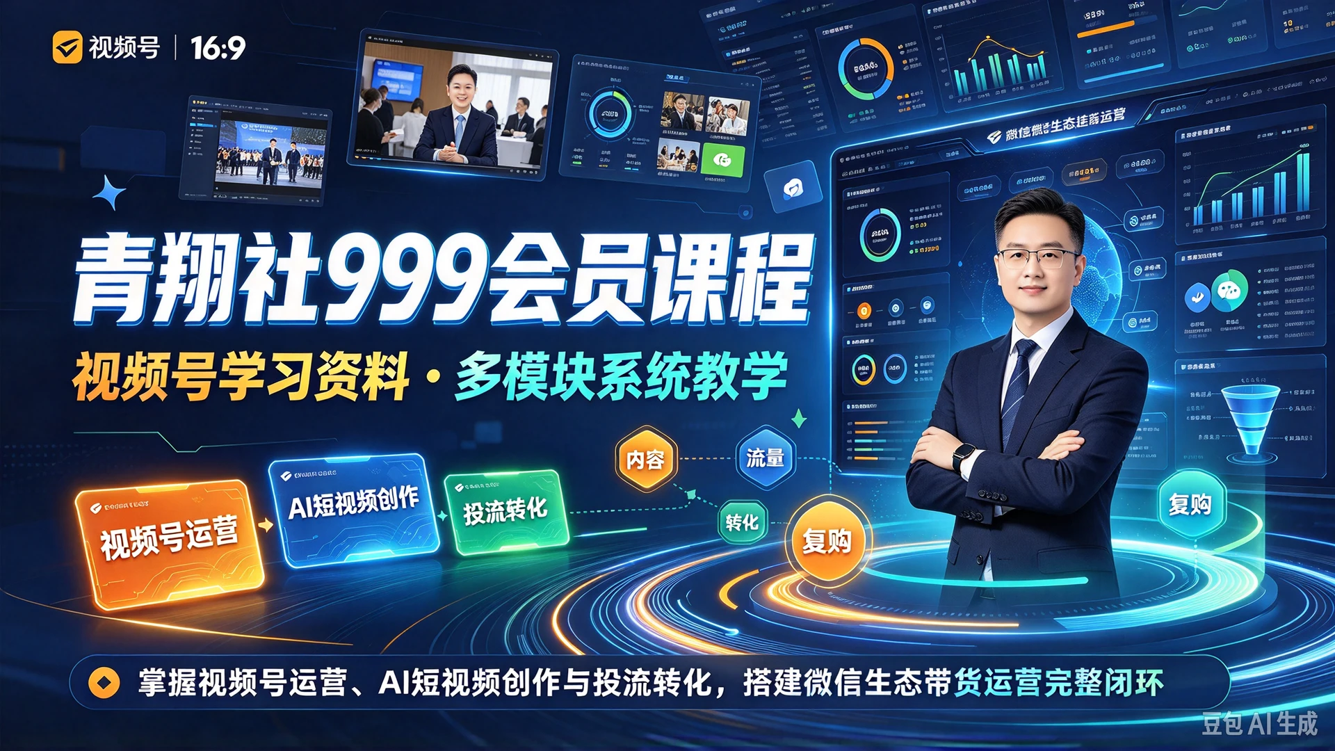 【精】青翔社999会员课程视频号学习资料,多模块系统教学,掌握视频号运营、AI短视频创作与投流转化,搭建微信生态带货运营完整闭环 【精】青翔社999会员课程视频号学习资料,多模块系统教学,掌握视频号运营、AI短视频创作与投流转化,搭建微信生态带货运营完整闭环