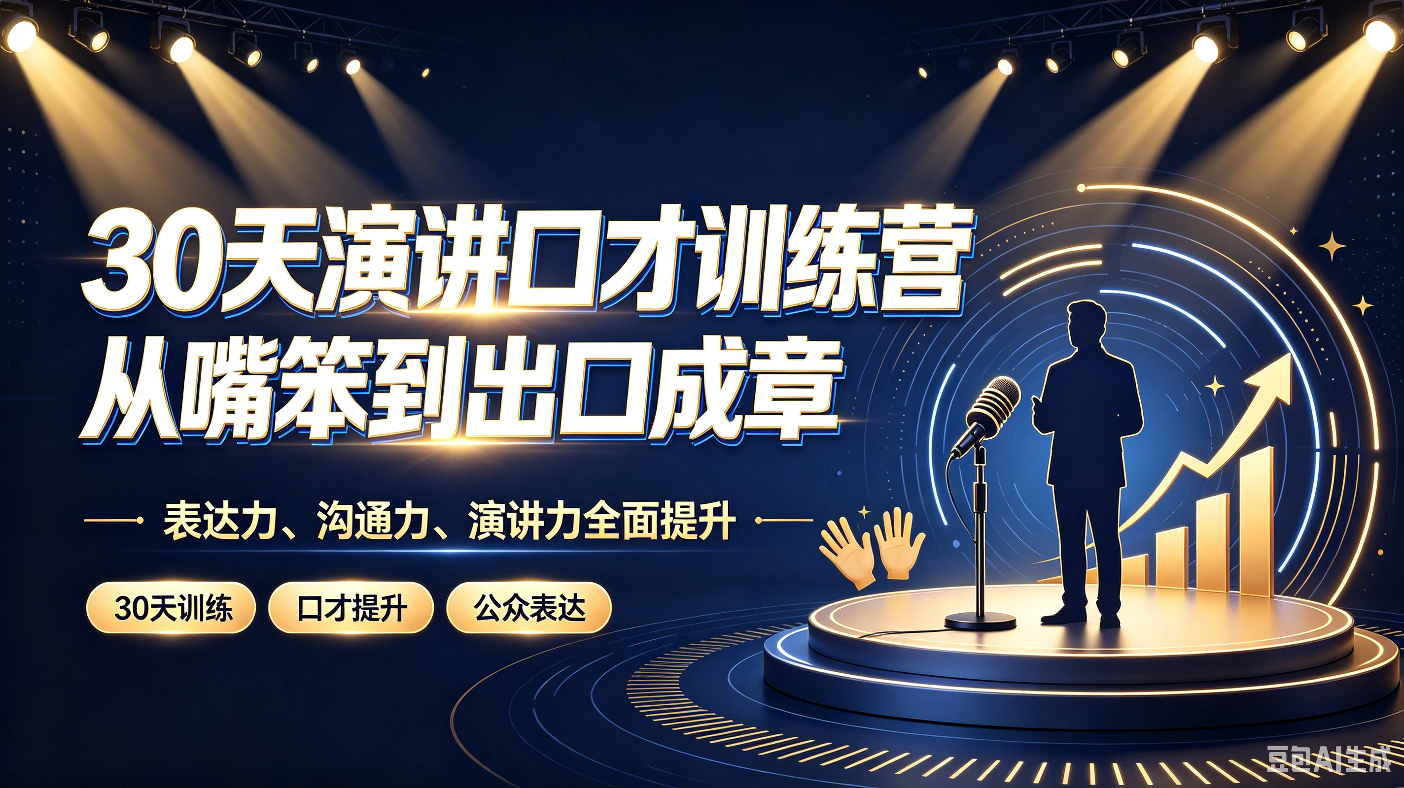 【精】30天演讲口才训练营｜从嘴笨到出口成章，表达力、沟通力、演讲力全面提升