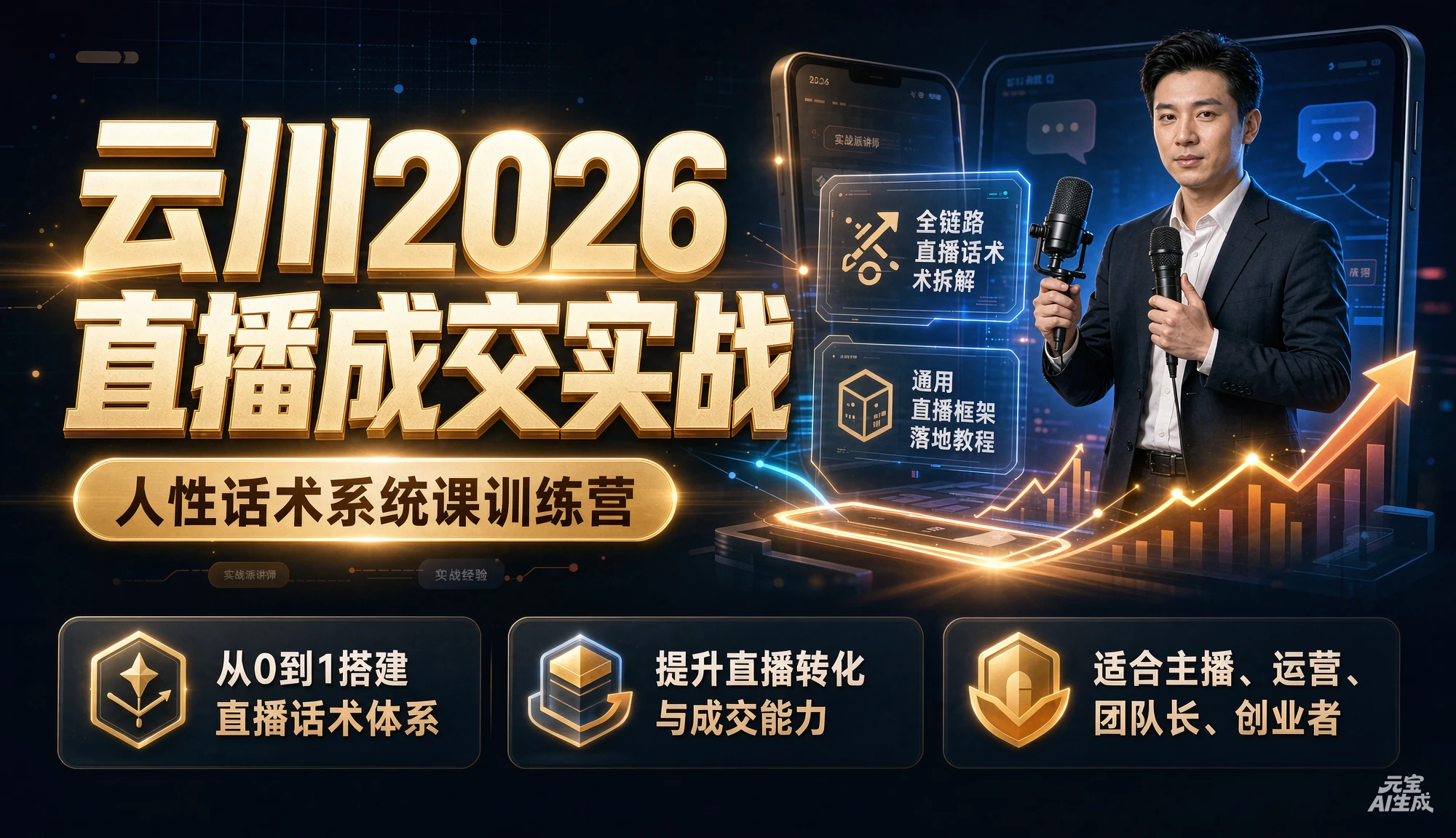 【精】云川2026直播成交实战：人性话术系统课训练营，全链路直播话术拆解，通用直播框架落地教程