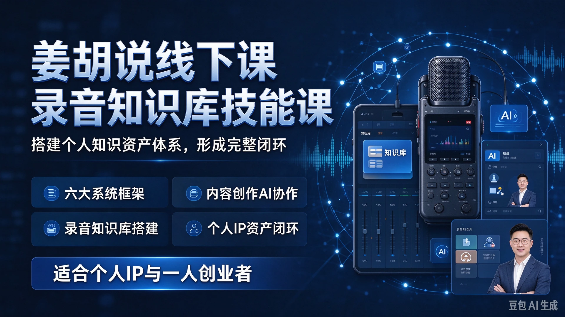 姜胡说线下课录音知识库技能课,带你学习六大系统框架与内容创作AI协作方法,搭建个人知识资产体系,适合个人IP与一人创业者的完整闭环
