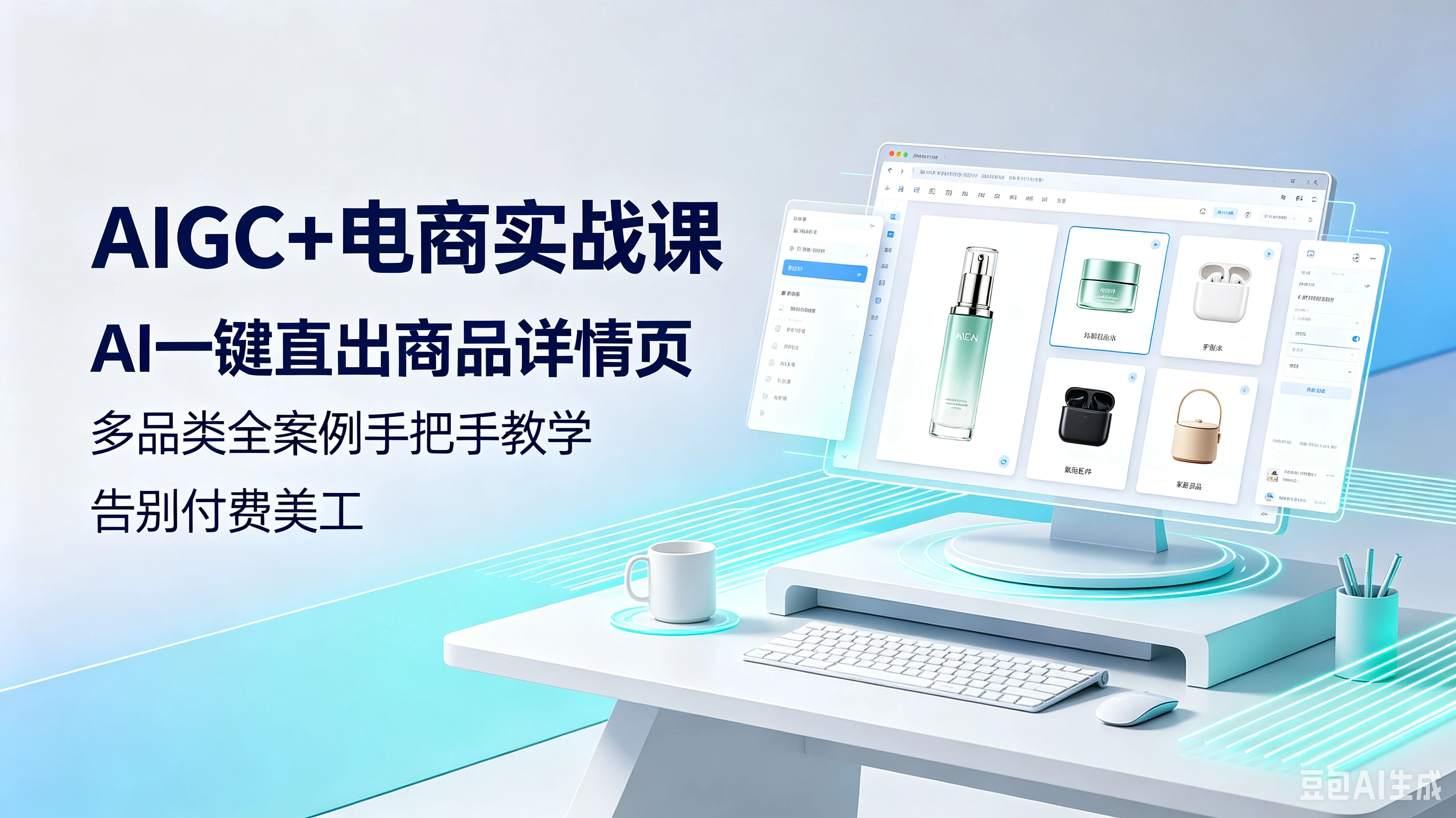【精】AIGC+电商实战课AI一键直出商品详情页，多品类全案例手把手教学告别付费美工