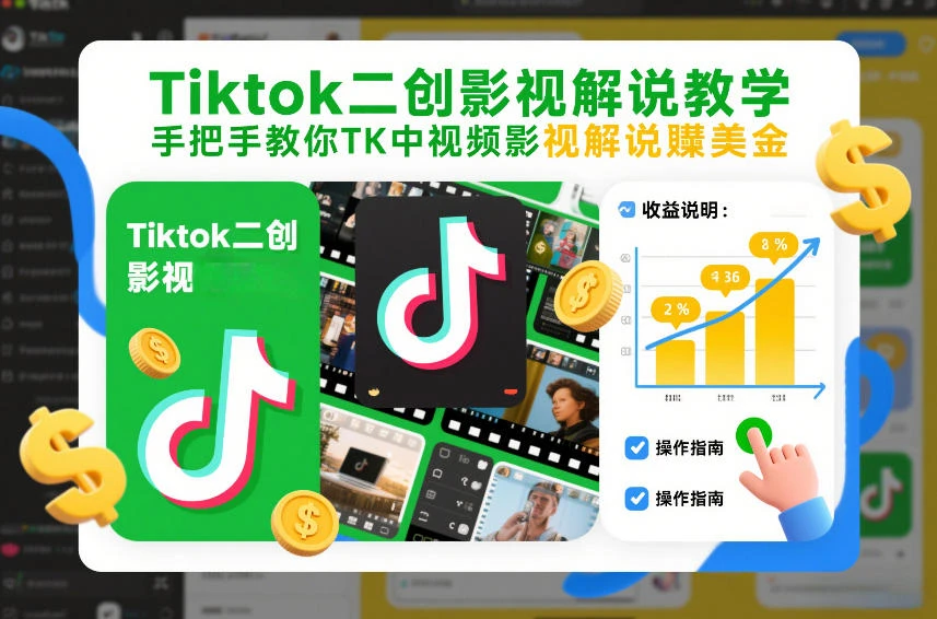 【精】Tiktok二创影视解说教学,手把手教你TK中视频影视解说賺美金(更新26年1月) 【精】Tiktok二创影视解说教学,手把手教你TK中视频影视解说賺美金(更新26年1月)