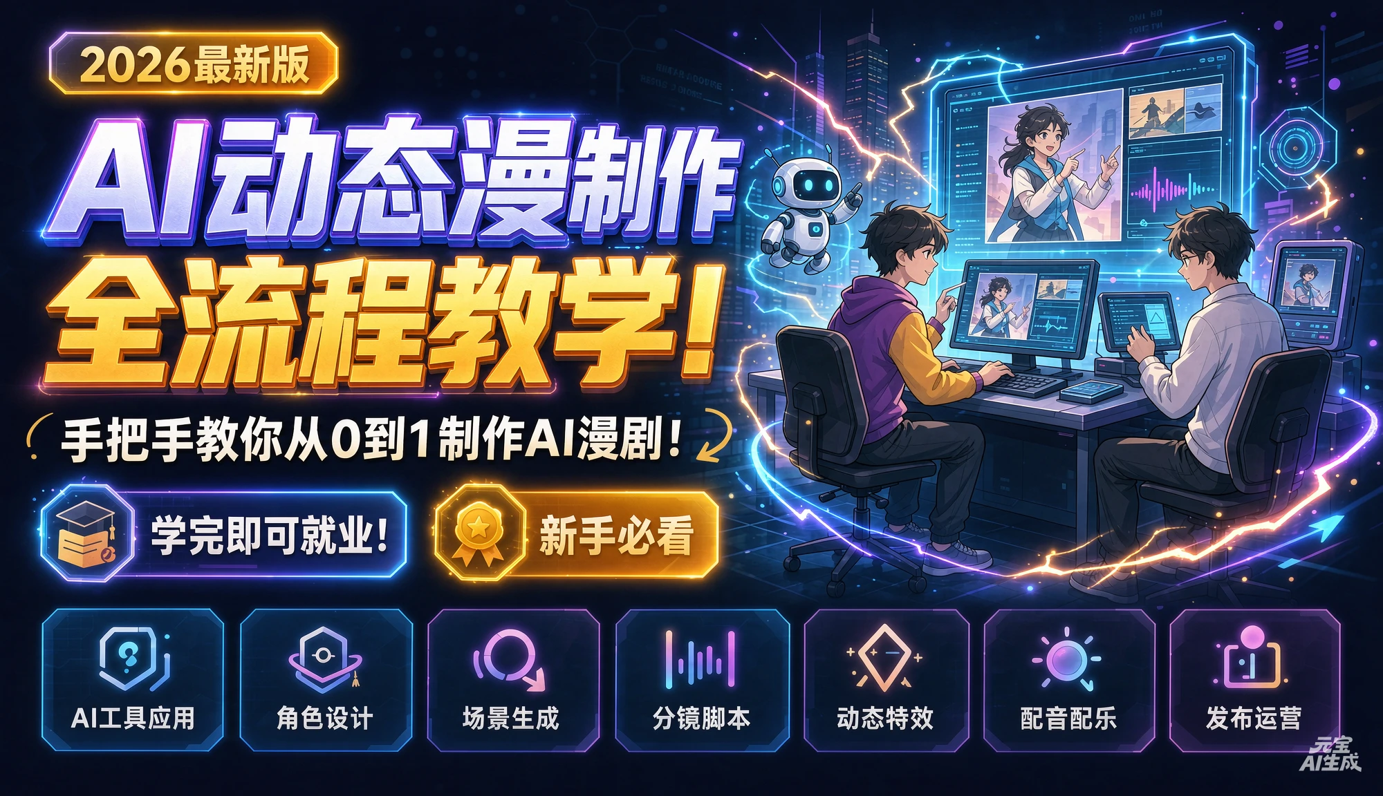 【精】2026最新版AI动态漫制作全流程教学!手把手教你从0到1制作AI漫剧!学完即可就业!新手必看 【精】2026最新版AI动态漫制作全流程教学!手把手教你从0到1制作AI漫剧!学完即可就业!新手必看