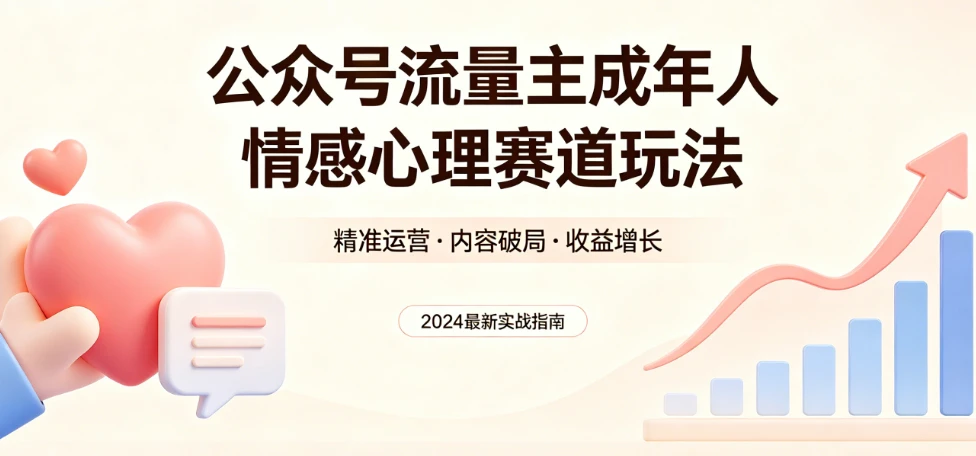 公众号流量主 | 成年人情感心理赛道，流量最大，受众最广的主流赛道之一，平均每2篇就有1篇万爆文章！
