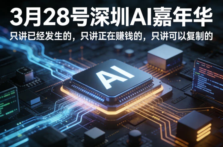 【精】3月28号深圳AI嘉年华，只讲已经发生的，只讲正在賺钱的，只讲可以复制的