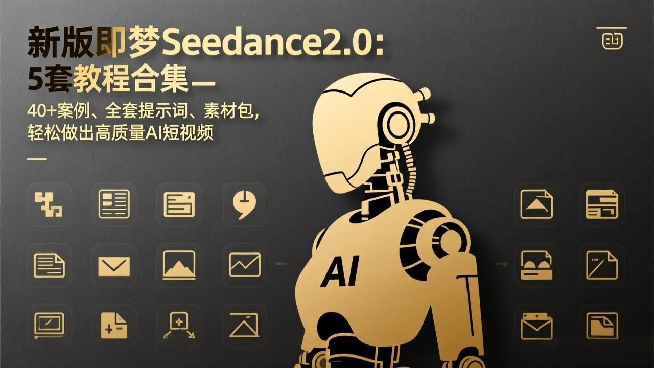 【精】新版即梦Seedance2.0：5套教程合集，40+案例、全套提示词、素材包，轻松做出高质量AI短视频