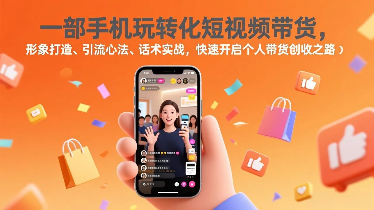 【精】一部手机玩转化短视频带货，形象打造、引流心法、话术实战，快速开启个人带货创收之路