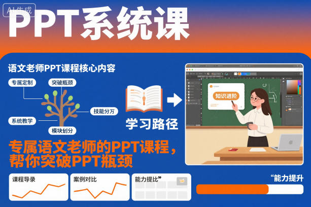 PPT系统课,专属语文老师的PPT课程,帮你突破PPT瓶颈 【精】PPT系统课,专属语文老师的PPT课程,帮你突破PPT瓶颈