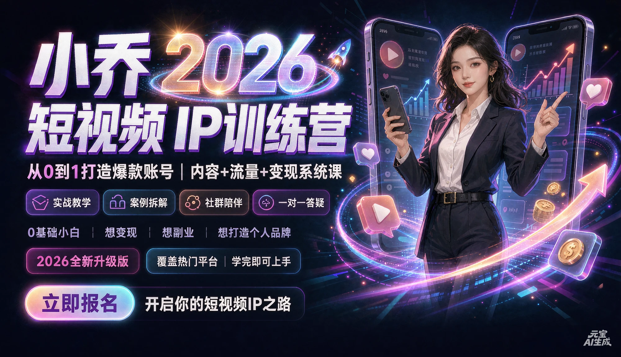 【精】2026AI新模式短视频IP训练营｜小乔老师主讲：从0到1打造你的短视频IP