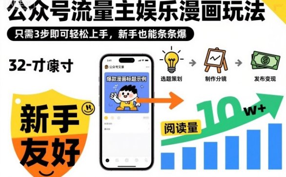 公众号流量主娱乐漫画玩法,只需3步即可轻松上手,新手也能条条爆
